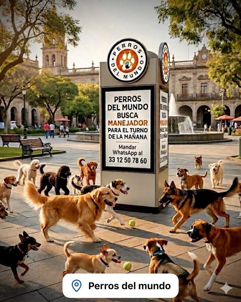 Perros jugando en una plaza con módulo de Perros del Mundo